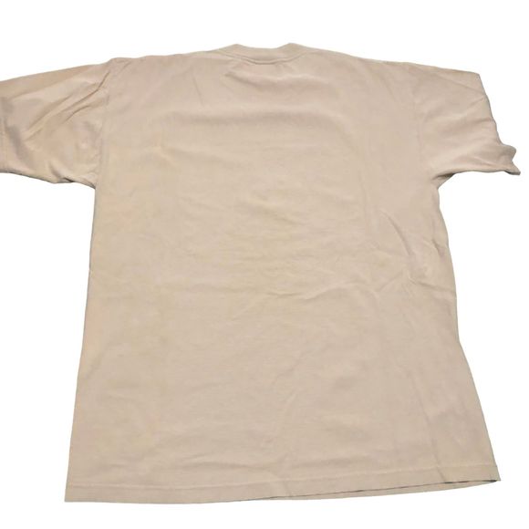 Vintage 90s Light Brown Crew Neck Tee w/ Embroidered Design on Front SZ XL - Picture 2 of 8